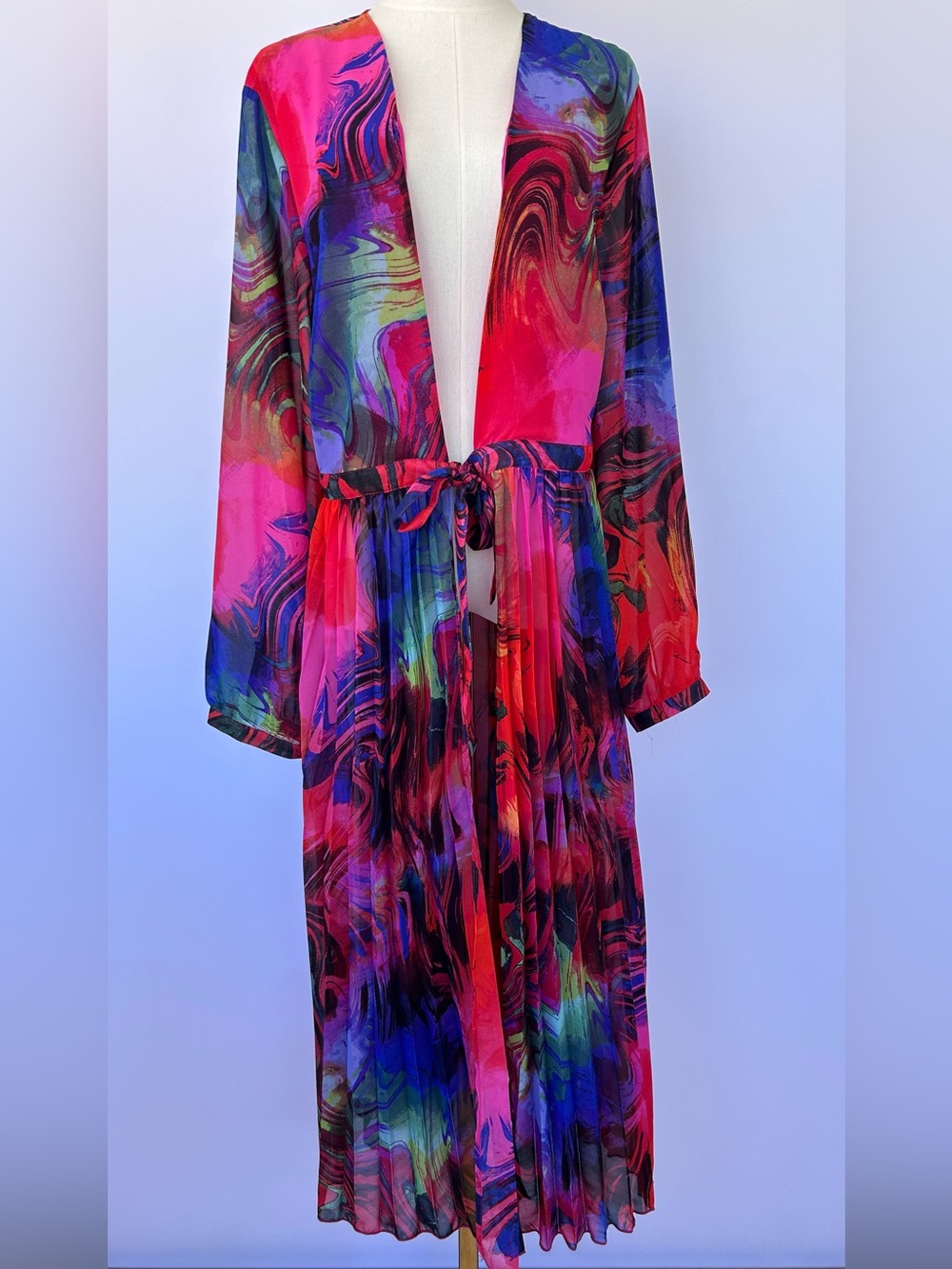 Torrid Women’s Chiffon Tie Front Pleated Kimono Duster Cover Up Torrid Size 2